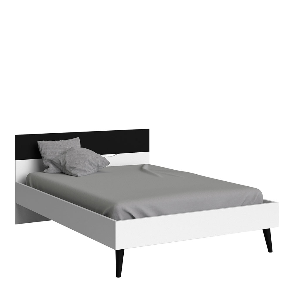 Oslo Euro Double Bed 140 X 200 In White And Black Matt Home Supplier